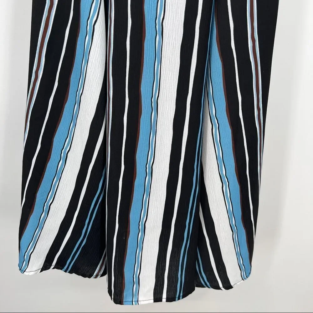 L'ATISTE Multi Striped Cutout Criss-cross A-Line Woven V-neck Sleeveless Dress - Picture 4 of 16